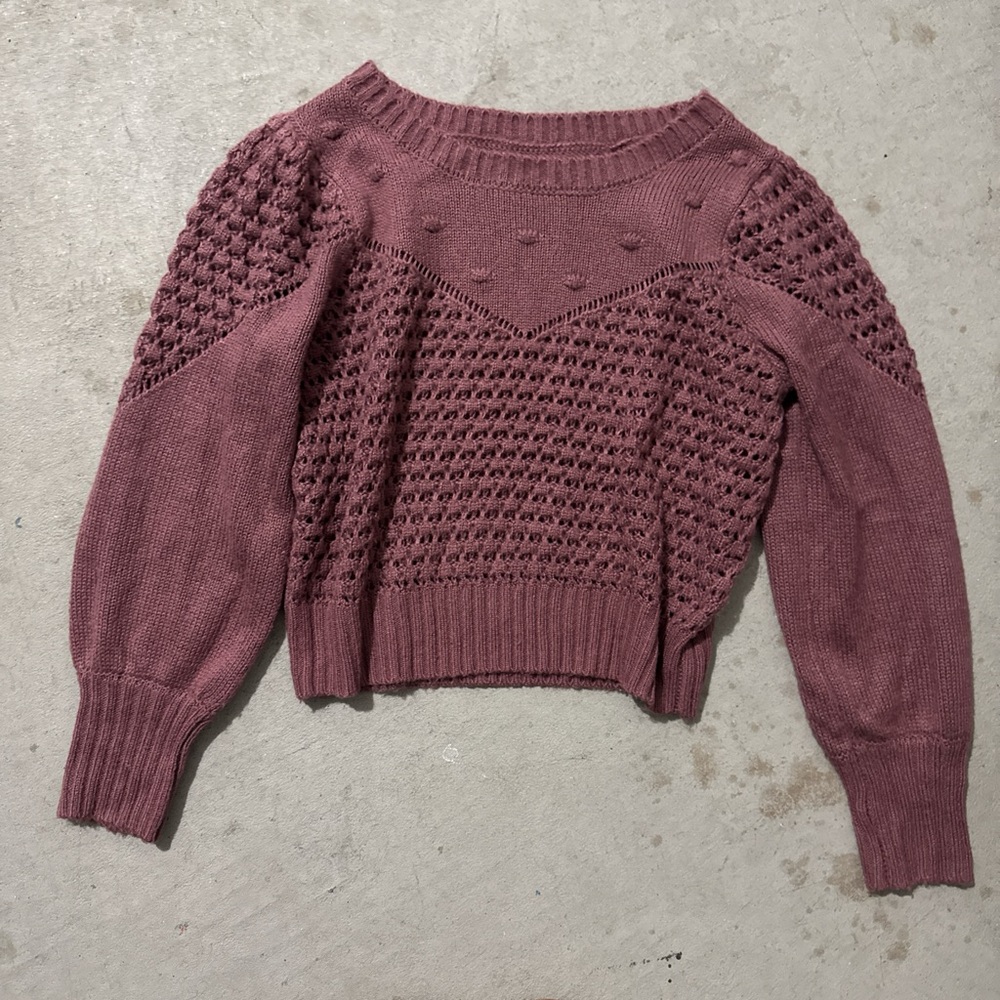 Lucky Brand Mauve Textured Crew Neck Sweater